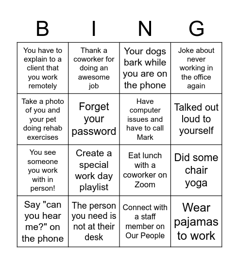 Remote Bingo Card