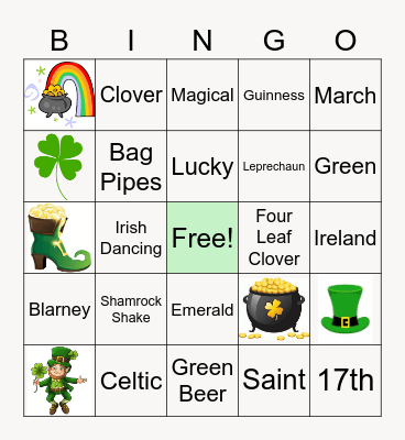 St. Patrick's Day Bingo Card