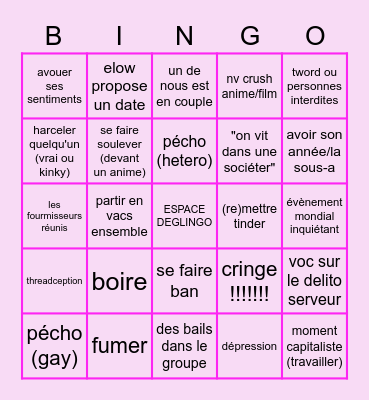 les fourmisseurs vs 2022 Bingo Card
