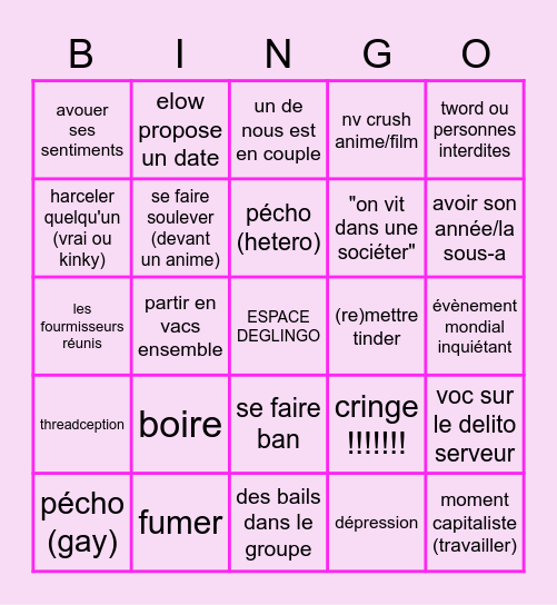 les fourmisseurs vs 2022 Bingo Card