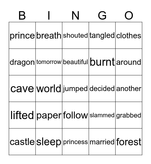 The Paper Bag Princess  Bingo Card