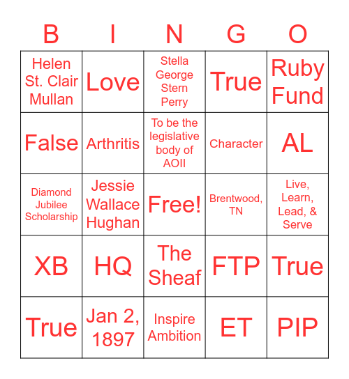 IME Review! Bingo Card