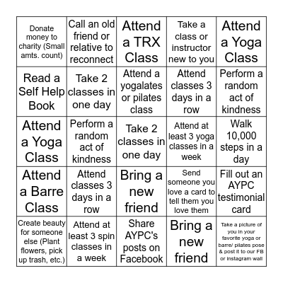 AYPC Bingo Card Challenge Bingo Card