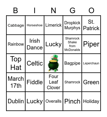 St. Patricks Day Bingo Card