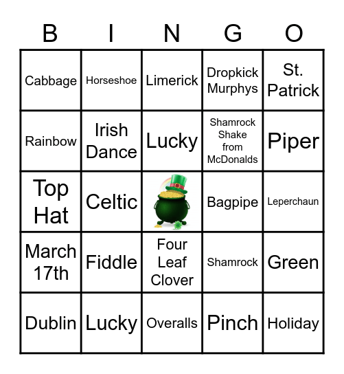 St. Patricks Day Bingo Card