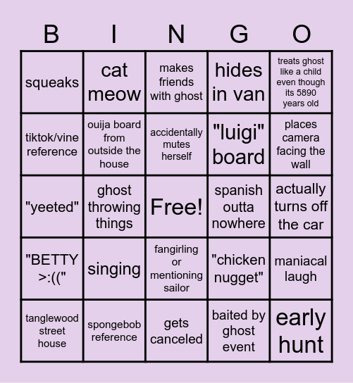 CHIBILUSU PHASMO BONGO Bingo Card