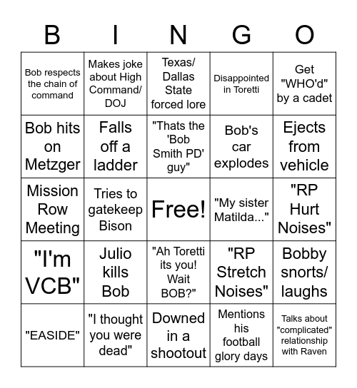 Bob-A-Thon Bingo! Bingo Card