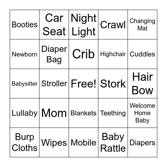 Baby Shower Bingo Card