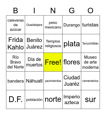Panorama: México Bingo Card
