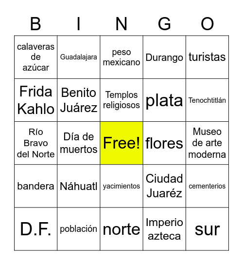 Panorama: México Bingo Card