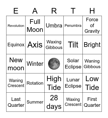 Earth, Sun, Moon Review Bingo Card
