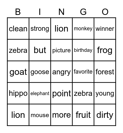 Evening Class G7 L1 Vocab Bingo Card