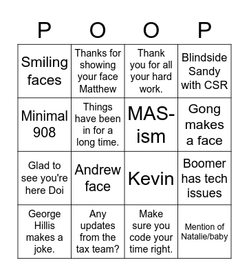 Meeting Bingo Card