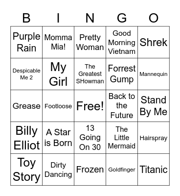 Movie Soundtrack Bingo Card