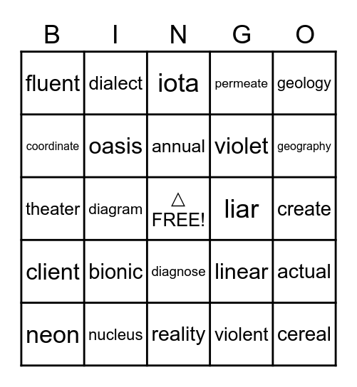 SPIRE Level 7-V/V syllables Bingo Card
