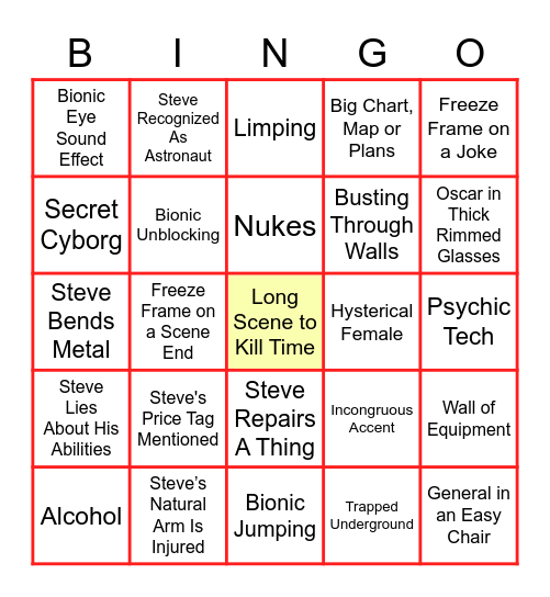 The Six Million Dollar Man Bingo Card