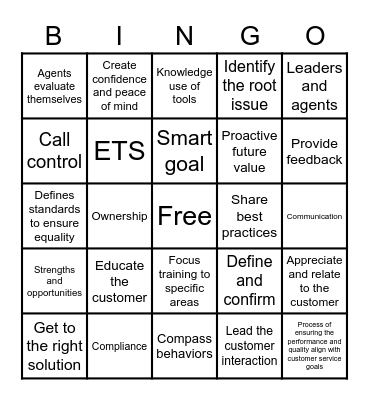 Calibration Bingo Card