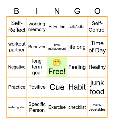 STUDY SKILLS: EF & Habits Bingo Card