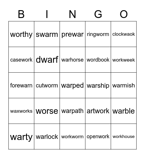 Unit 3 Bingo Card