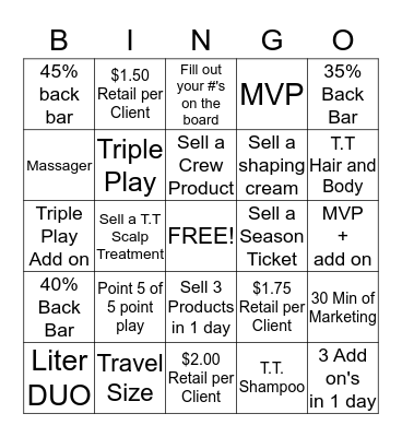 SportClips Bingo Card Bingo Card