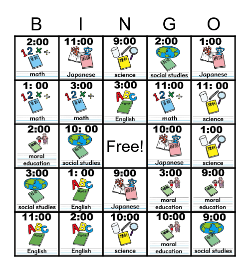 What time does Matthew study this subject? Bingo Card