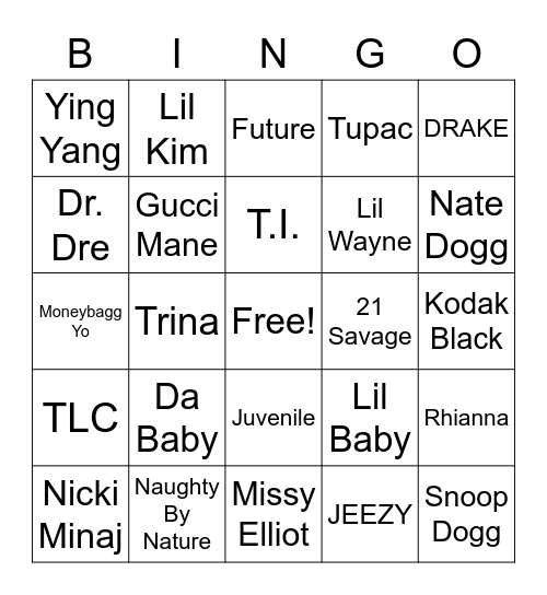 Trap Bingo Card Bingo Card