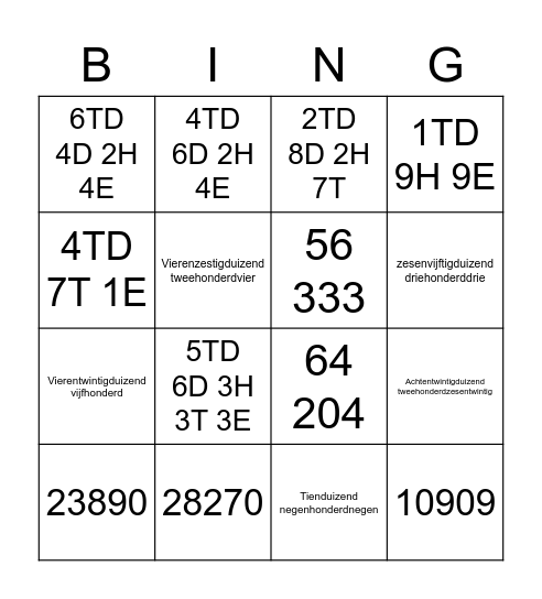 BINGO van 4D Bingo Card