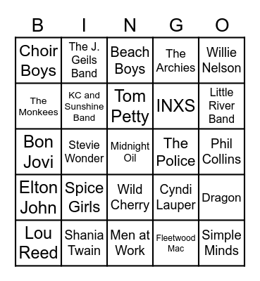 Marcoola Music Trivia Bingo Card