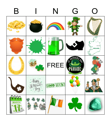 Saint Patrick's Day Bingo Card