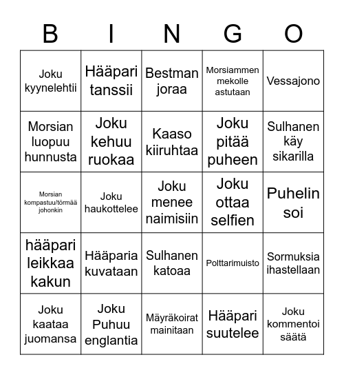 Hääbingo Card