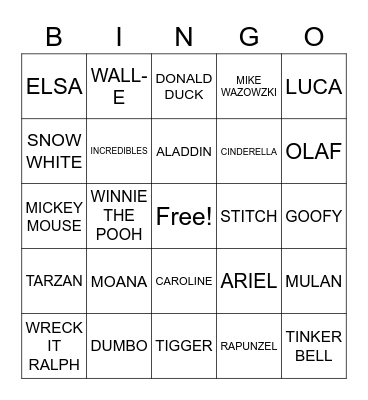 DISNEY BINGO Card