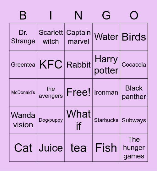 Nana’s Bingo Card