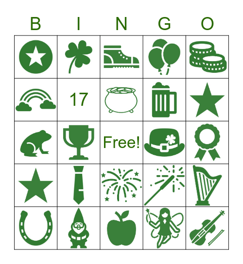 St. Patrick's Day Bingo Card