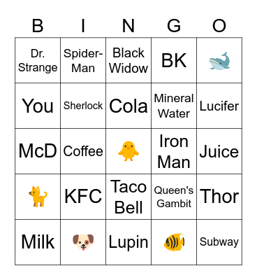 - Bingo Card