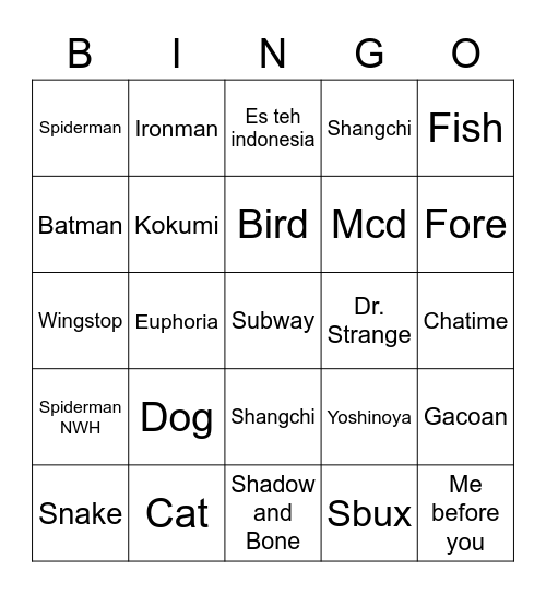 Untitled Bingo Card