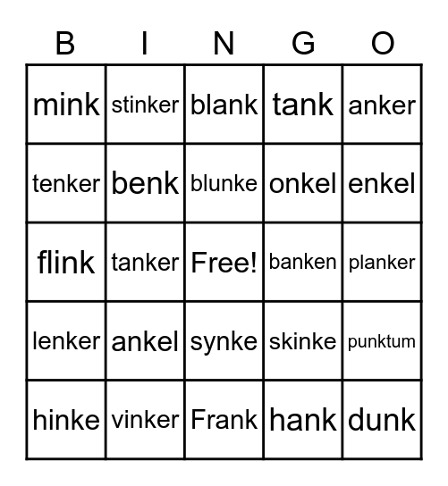 nk-lyd Bingo Card