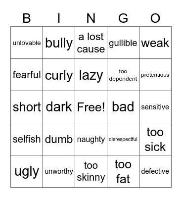 I AM ____________ Bingo Card