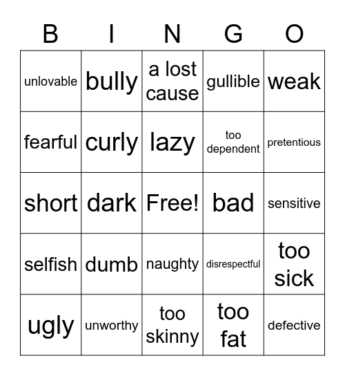 I AM ____________ Bingo Card