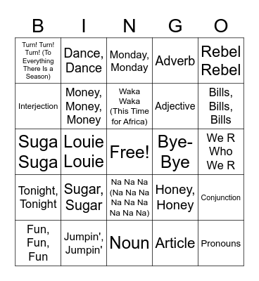 REPEATED WORDS Bingo Card