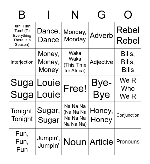 REPEATED WORDS Bingo Card