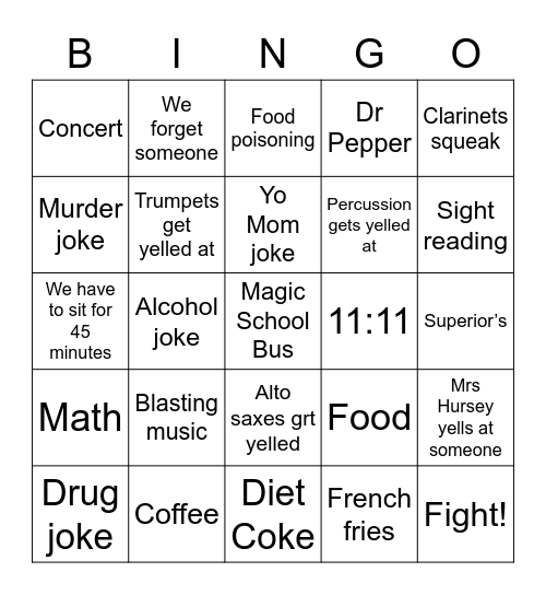 LGPE bingo Card