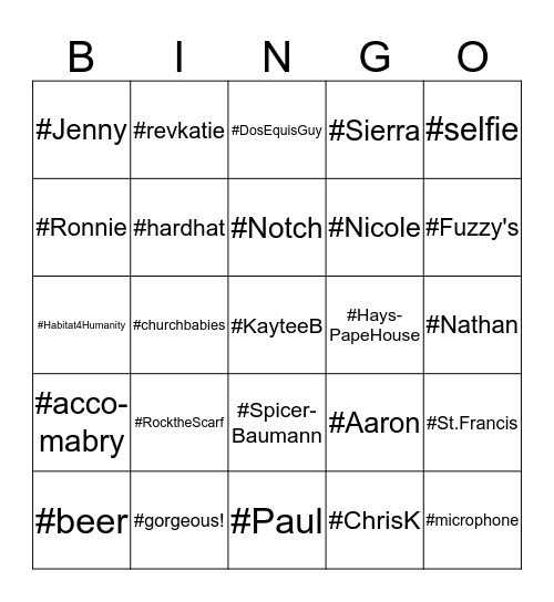 #RyanFelber Bingo Card
