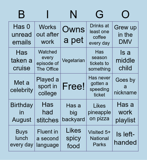 BFD Bingo Card
