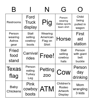 Rodeo Bingo Card