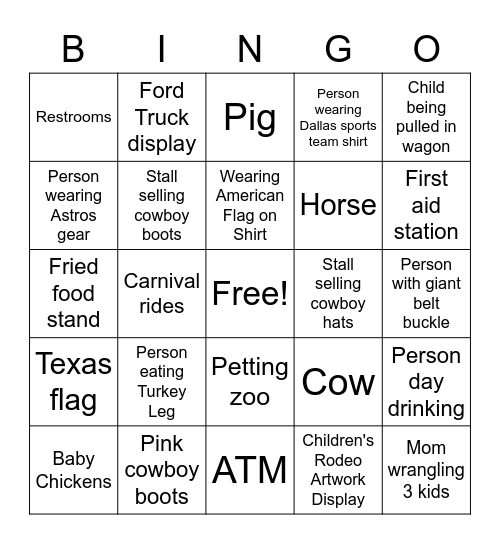 Rodeo Bingo Card