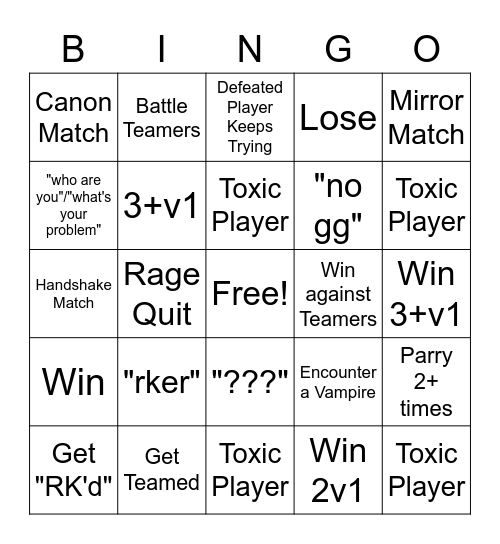 n the jojo game Bingo (Any Stand) Bingo Card