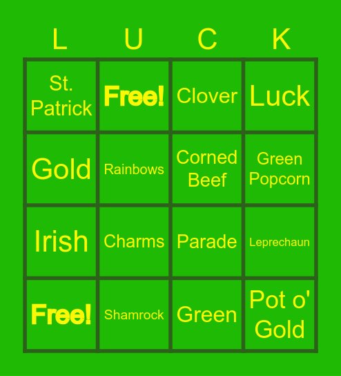 St Patrick's Day Bingo! Bingo Card