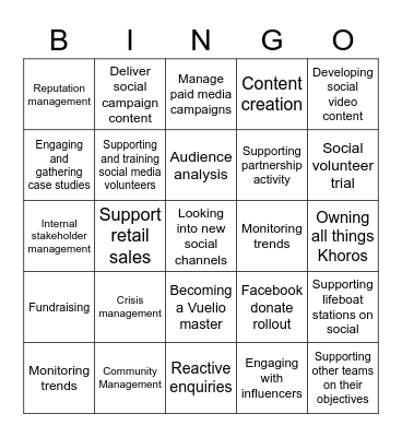 ME Team - Social Bingo Card