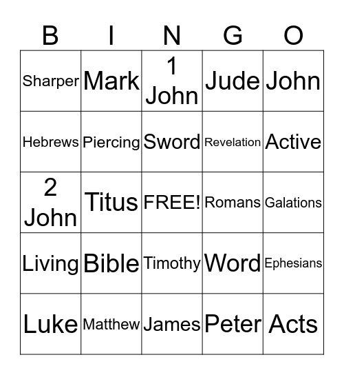 Word of God Bingo Card