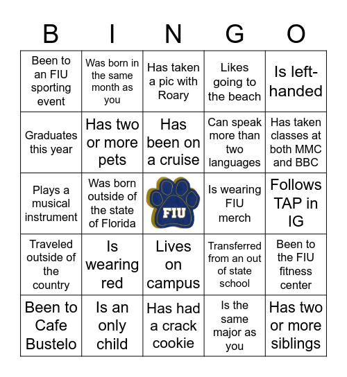 FIU Bingo Card